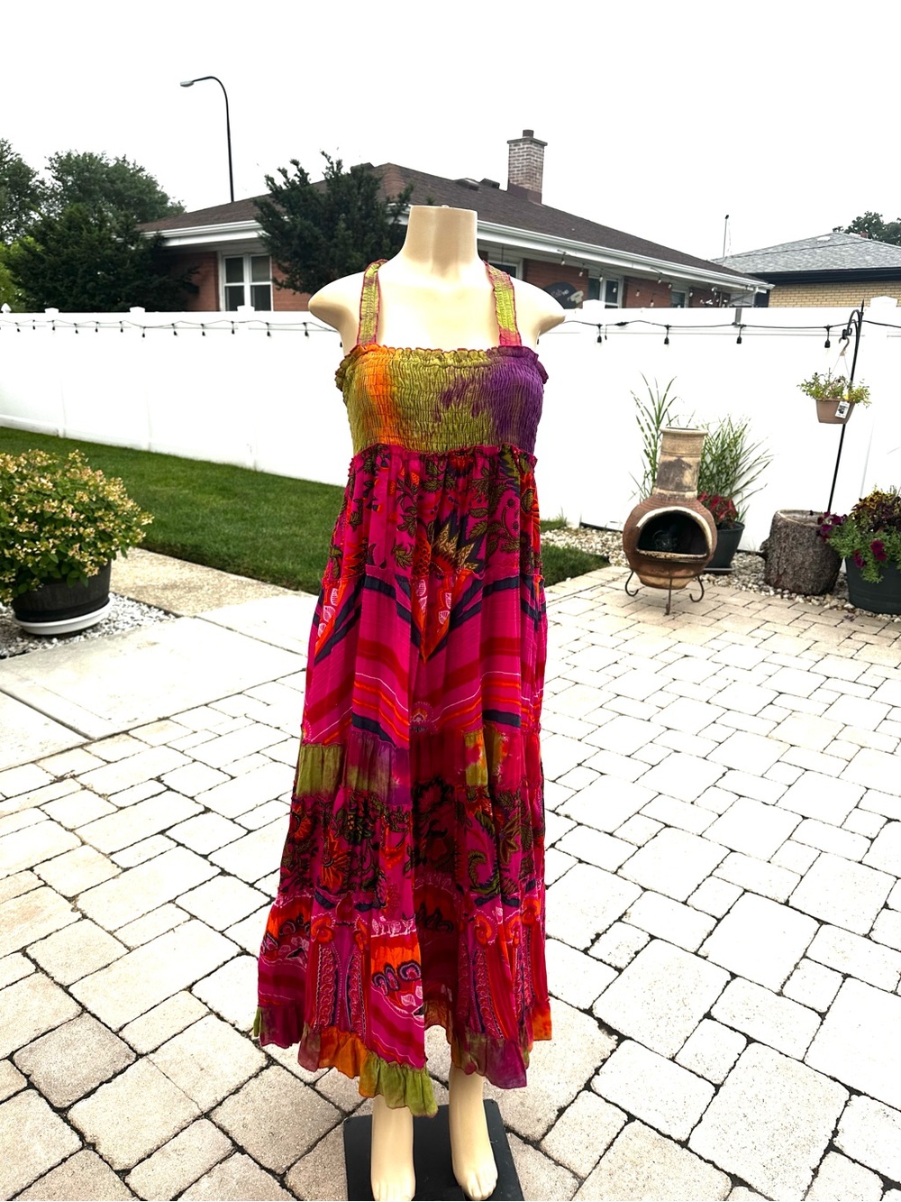 Chaudry KC Bohemian Pink Multi-Color Maxi Dress size M